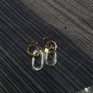 Gold and Clear Link Earrings